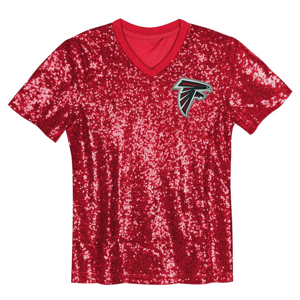 Bijan Robinson Atlanta Falcons Girls Youth Sequin V - Neck Fashion Jersey - Red