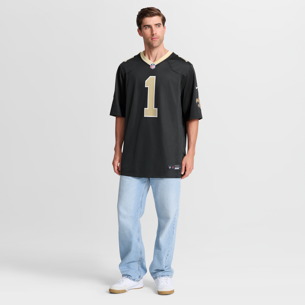 Number 1 Groom New Orleans Saints Game Jersey - Black