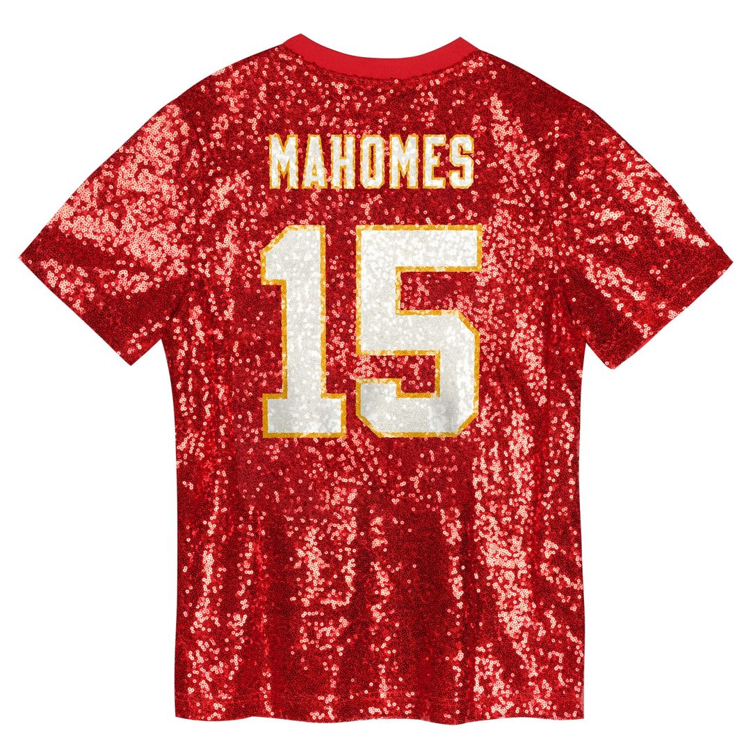 Patrick Mahomes Kansas City Chiefs Girls Youth Sequin V - Neck Fashion Jersey - Red