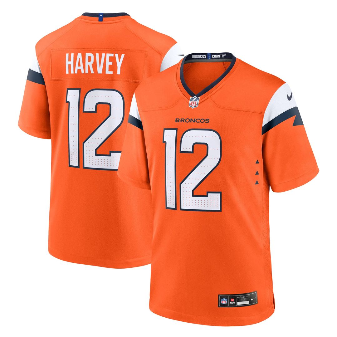RJ Harvey Denver Broncos Team Game Jersey - Orange