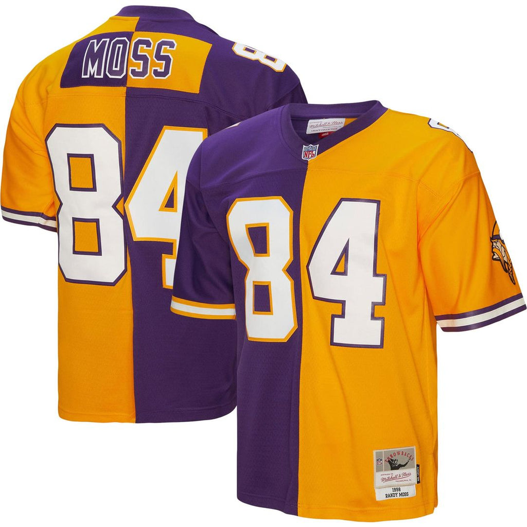 Randy Moss Minnesota Vikings 1998 Split Legacy Replica Jersey - Purple/Gold