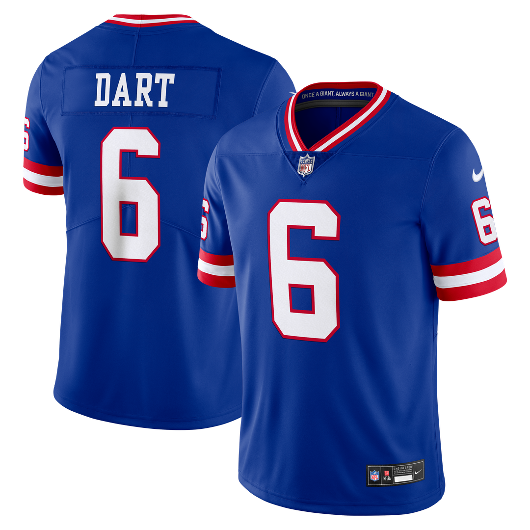 Jaxson Dart New York Giants Vintage White Vapor Untouchable Stitched Limited Jersey - White