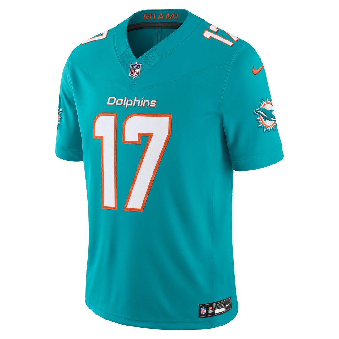 Jaylen Waddle Miami Dolphins Team Vapor F.U.S.E. Stitched Limited Jersey - Aqua
