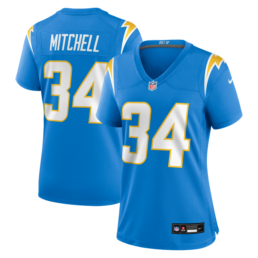 Keaton Mitchell Los Angeles Chargers Women's Team Game Jersey - Powder Blue