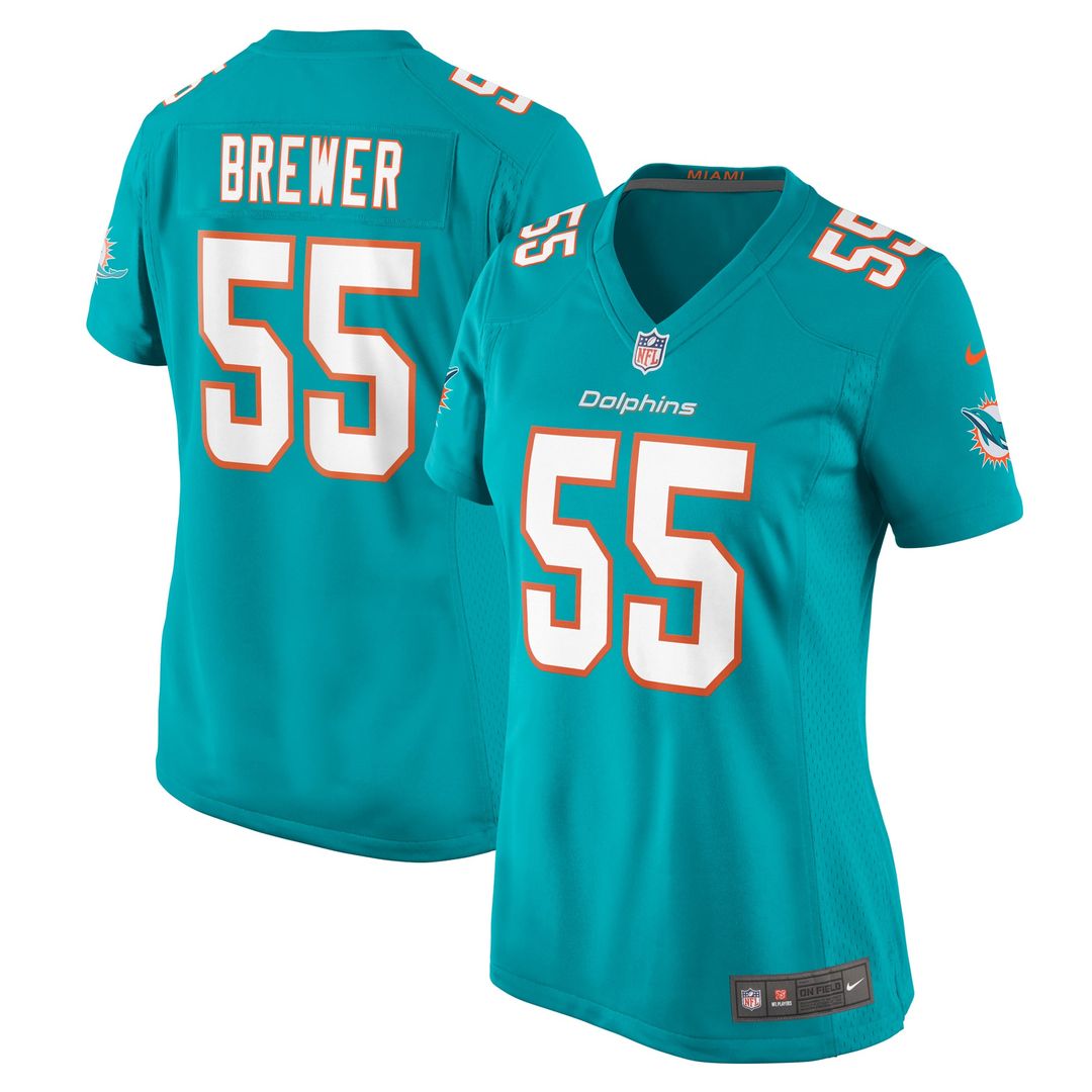 Aaron Brewer Miami Dolphins Women's Game Jersey - Aqua