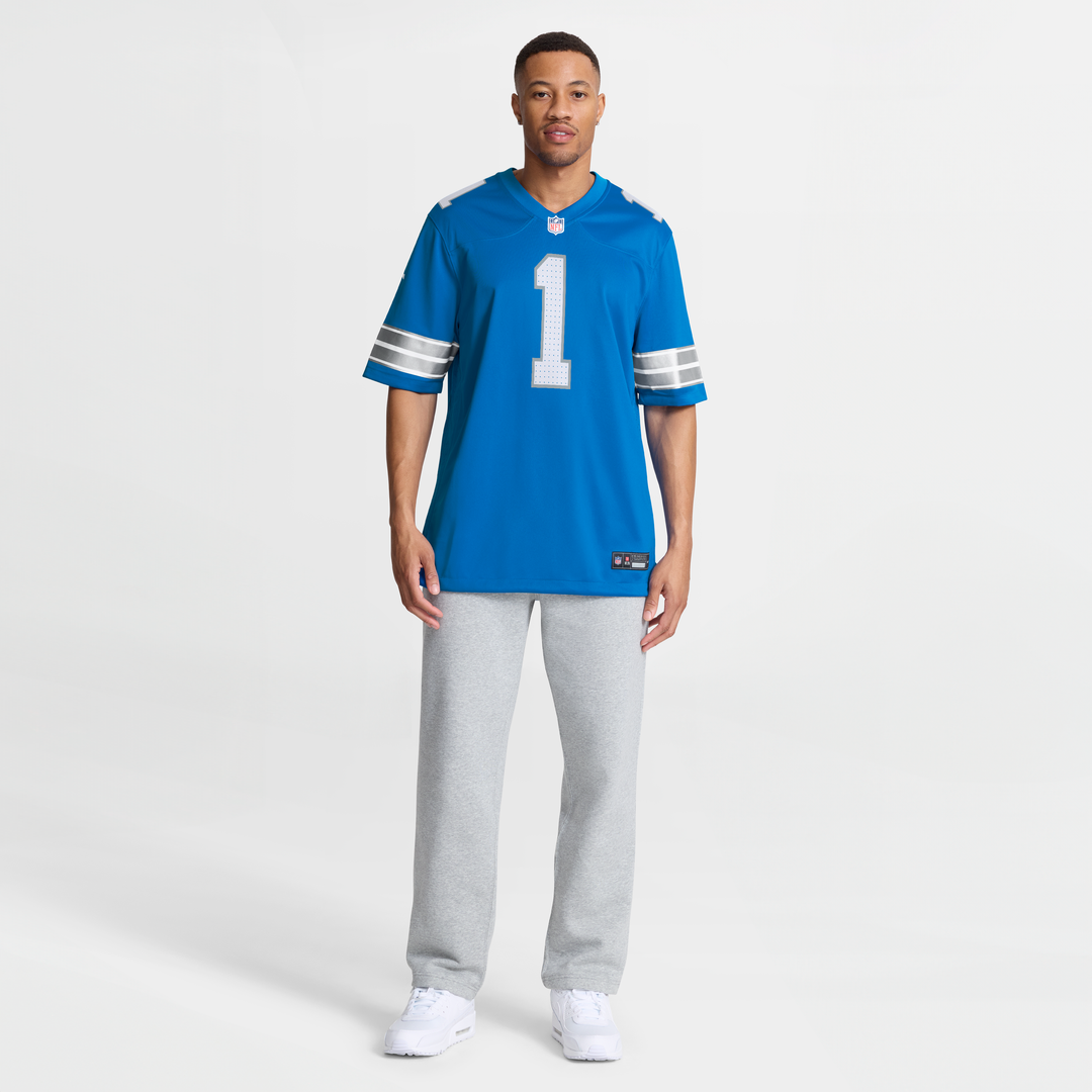 Number 1 Groom Detroit Lions Game Jersey - Blue