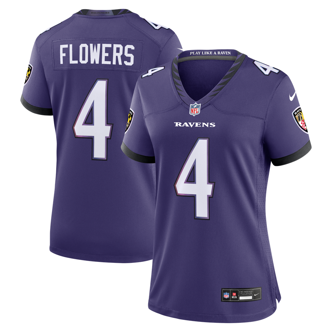 Zay Flowers Baltimore Ravens Women's Team Game Jersey - Purple