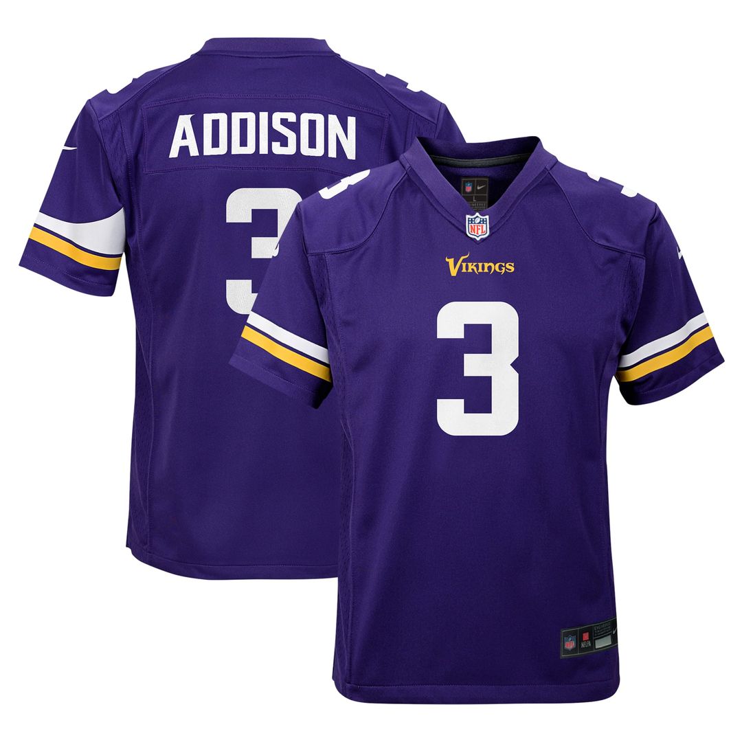 Jordan Addison Minnesota Vikings Youth Game Jersey - Purple