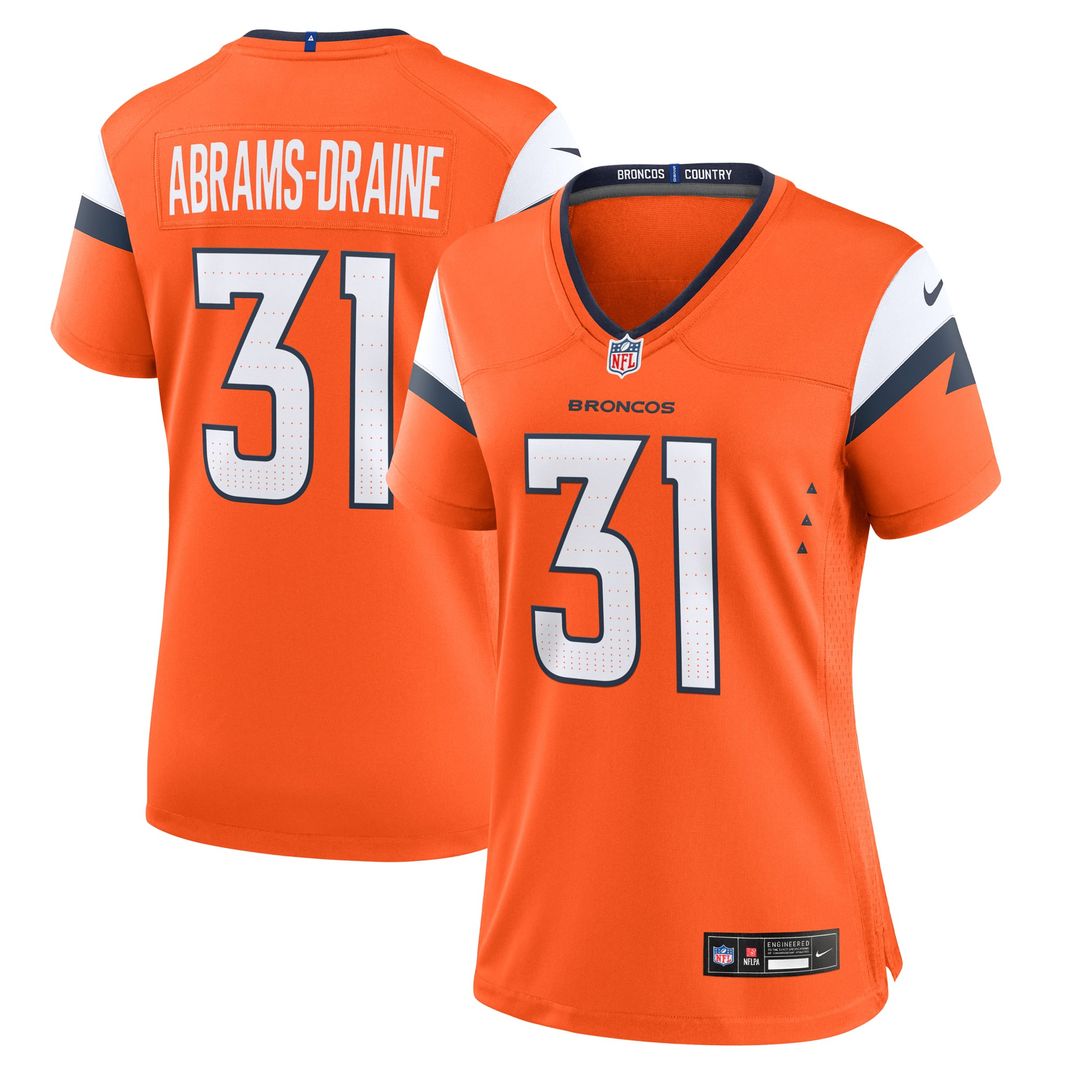 Kris Abrams - Draine Denver Broncos Women's Team Game Jersey - Orange