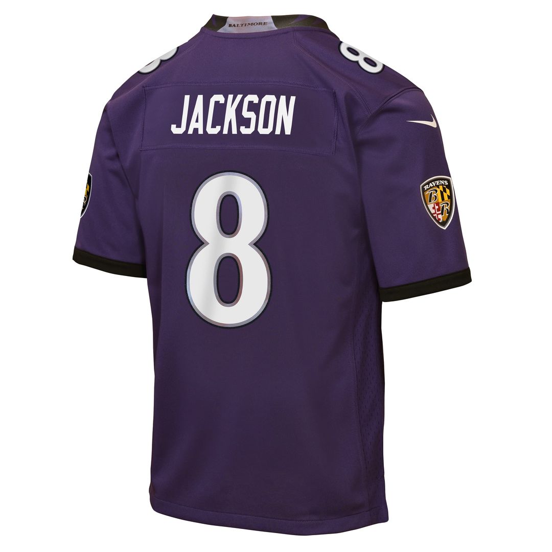 Lamar Jackson Baltimore Ravens Youth Team Game Jersey - Purple