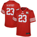 Christian McCaffrey San Francisco 49ers Youth 80th Anniversary Game Jersey - Scarlet