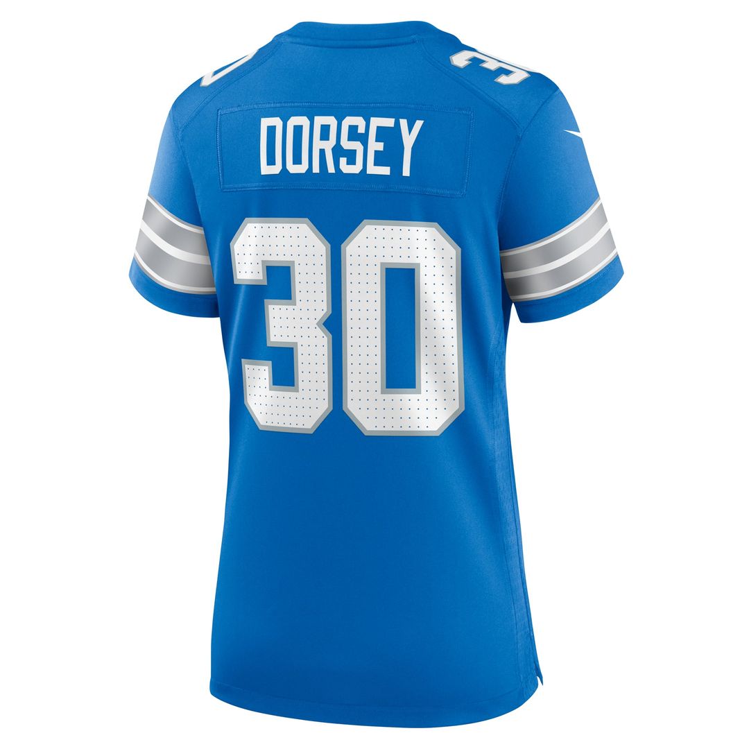 Khalil Dorsey Detroit Lions Women's Team Game Jersey - Blue