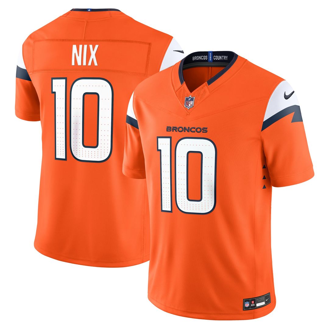 Bo Nix Denver Broncos Team Vapor F.U.S.E. Stitched Limited Jersey - Orange