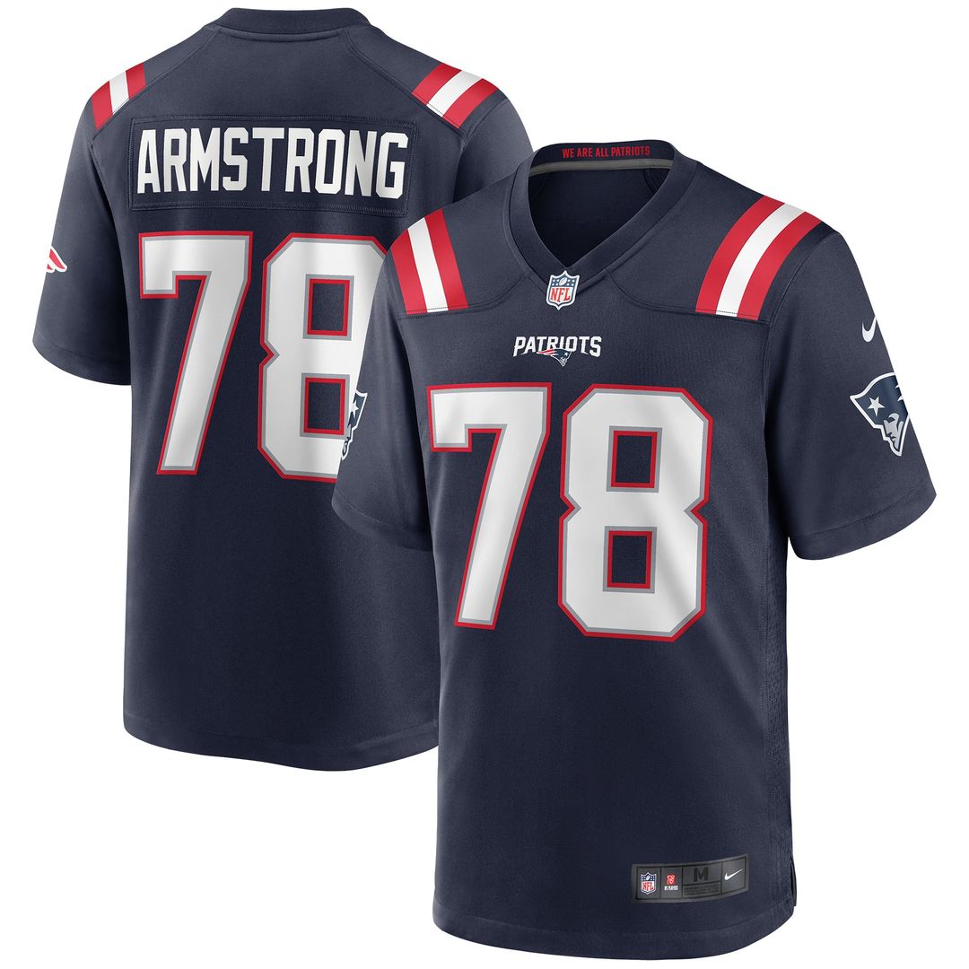 Bruce Armstrong New England Patriots Game Retired Player Jersey - Navy