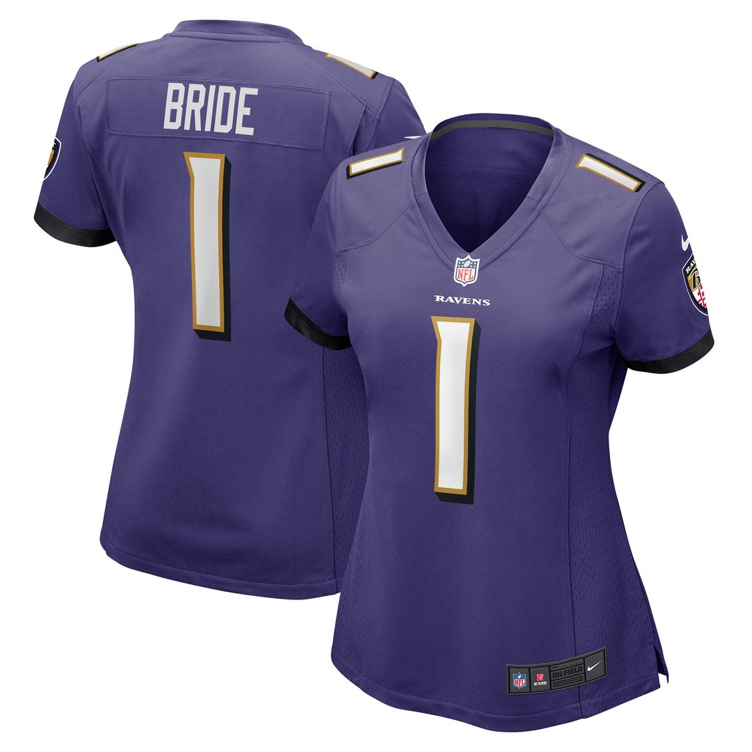 Number 1 Bride Baltimore Ravens Women's Game Jersey - Purple