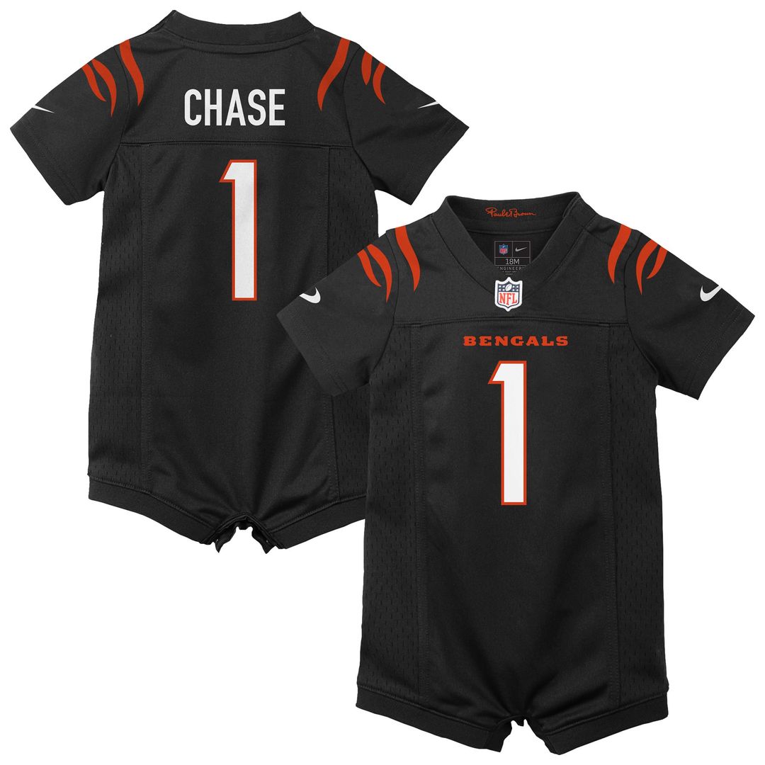 Ja'Marr Chase Cincinnati Bengals Newborn Romper Game Jersey - Black