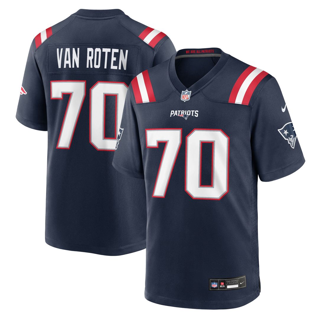 Greg Van Roten New England Patriots Team Game Jersey - Navy