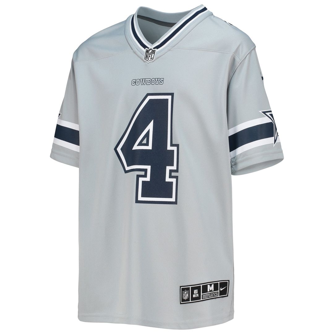 Dak Prescott Dallas Cowboys Youth Inverted Team Game Jersey - Silver