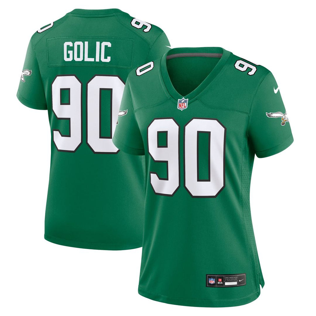 Mike Golic Philadelphia Eagles Women's Alternate Game Jersey - Kelly Green