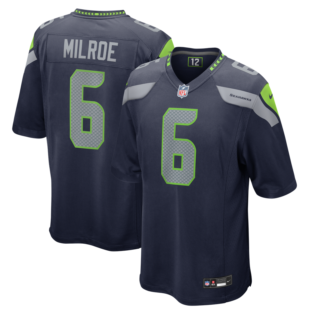 Jalen Milroe Seattle Seahawks Team Game Jersey - College Navy