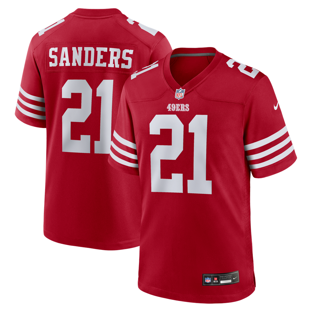 Deion Sanders San Francisco 49ers Team Retired Player Game Jersey - Scarlet