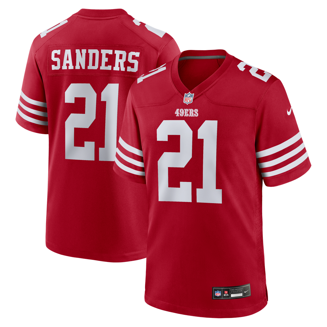 Deion Sanders San Francisco 49ers Team Retired Player Game Jersey - Scarlet