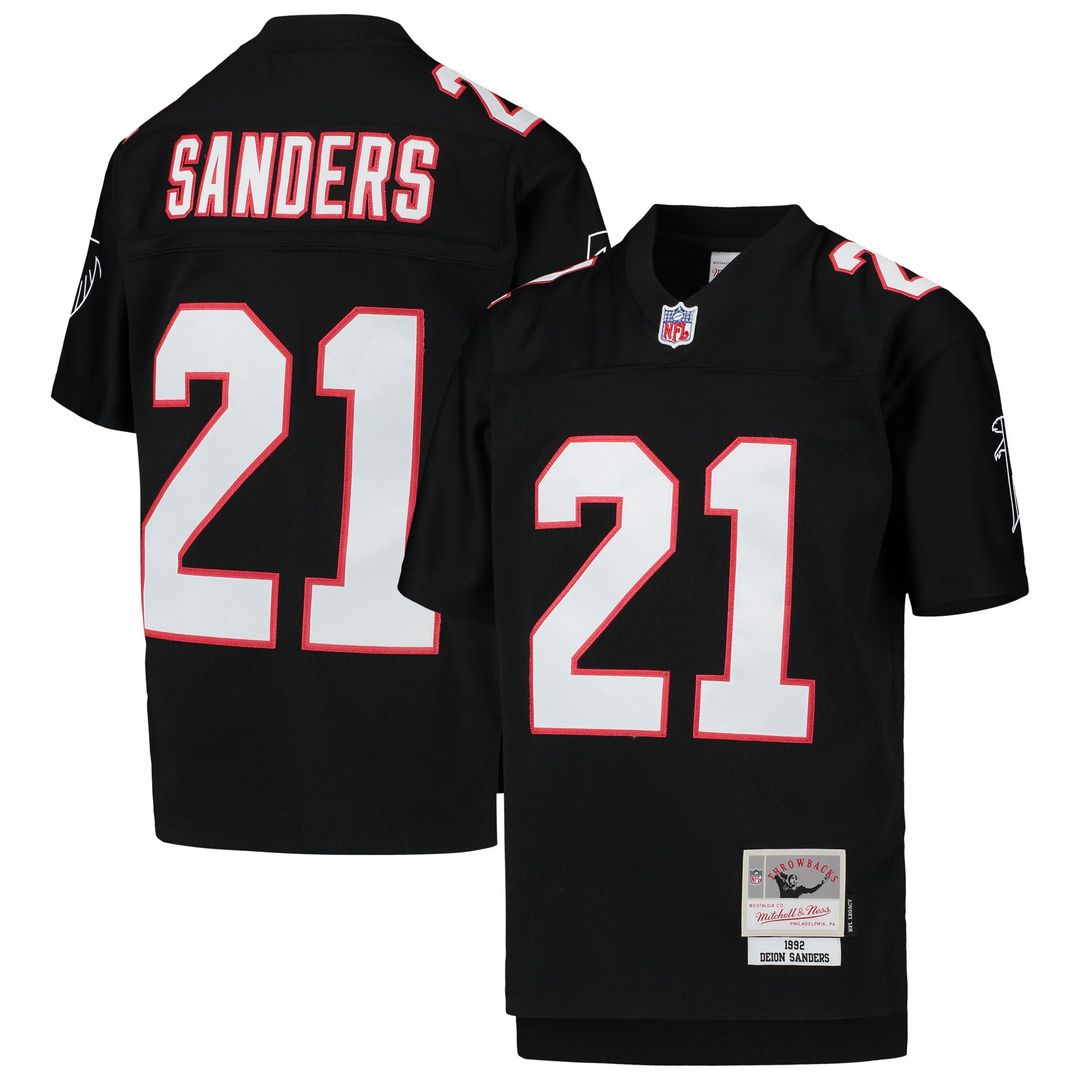 Deion Sanders Atlanta Falcons Youth 1992 Legacy Retired Player Jersey - Black