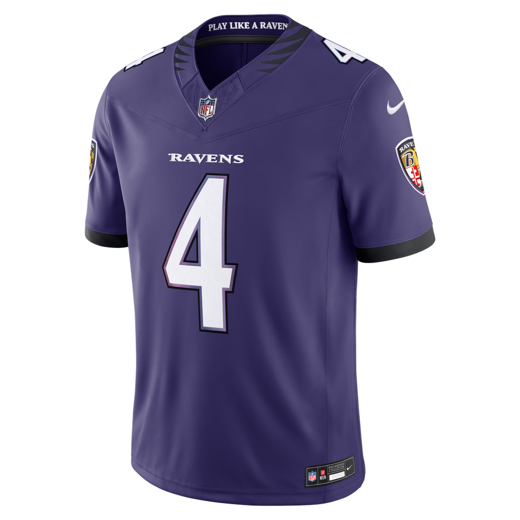 Zay Flowers Baltimore Ravens Team Vapor F.U.S.E. Stitched Limited Jersey - Purple