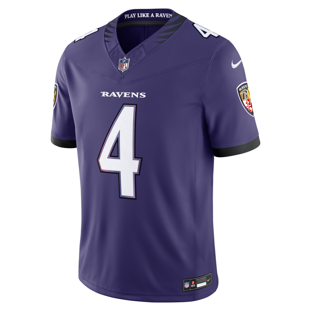 Zay Flowers Baltimore Ravens Team Vapor F.U.S.E. Stitched Limited Jersey - Purple