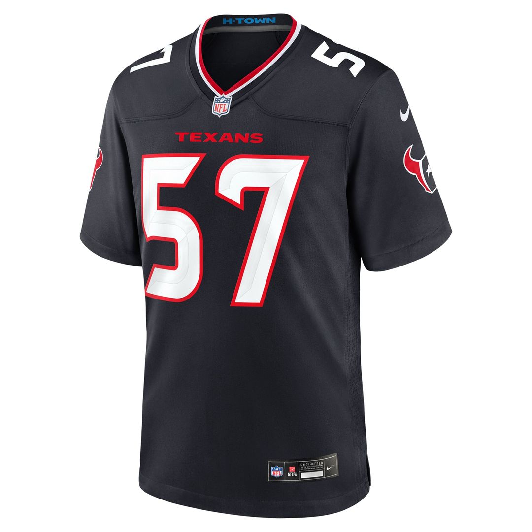 Blake Fisher Houston Texans Team Game Jersey - Navy