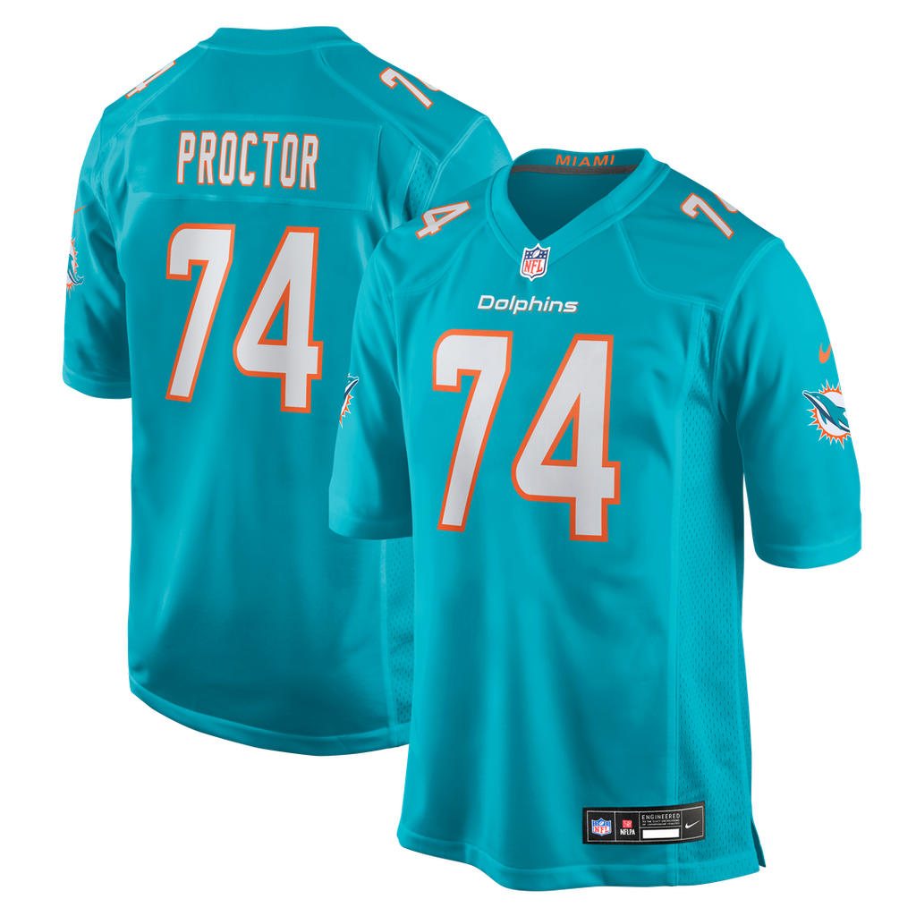 Kadyn Proctor Miami Dolphins Team Game Jersey - Aqua