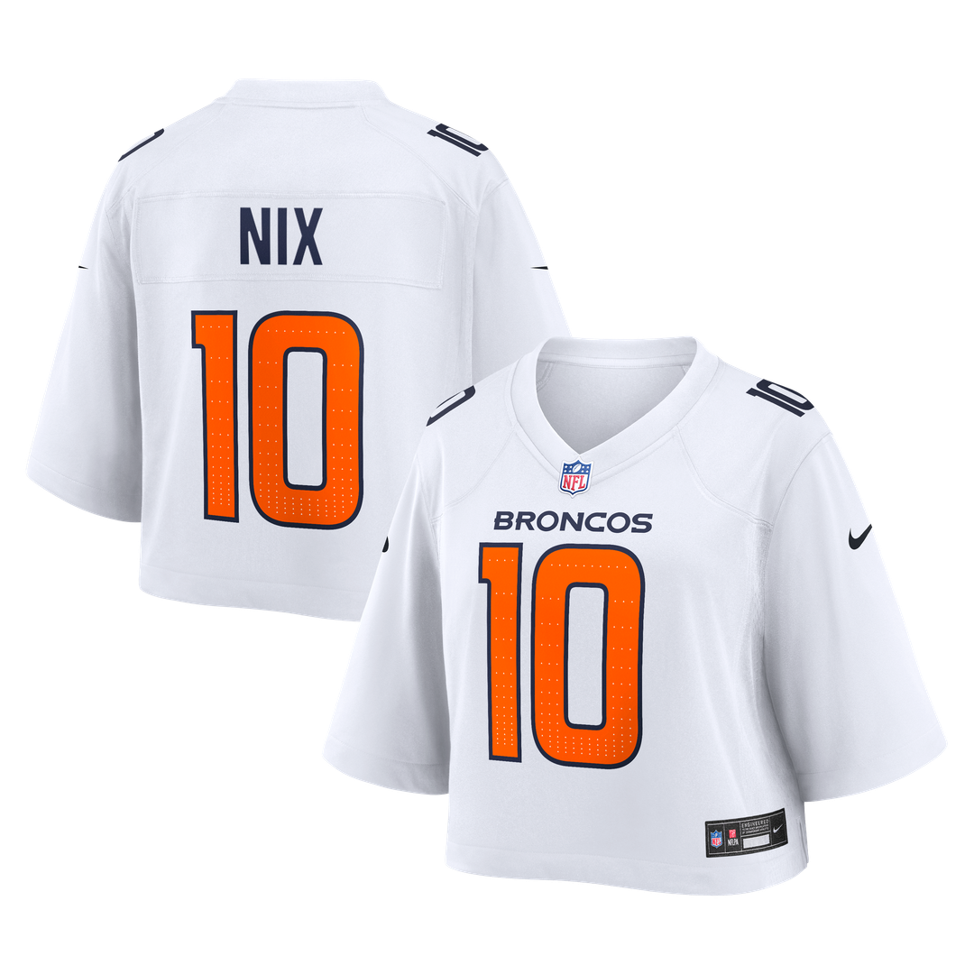 Bo Nix Denver Broncos Women's Cropped Fashion Game Jersey - White