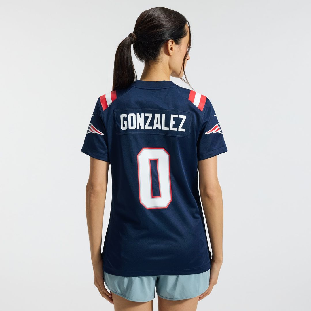 Christian Gonzalez New England Patriots Women's Team Game Jersey - Navy