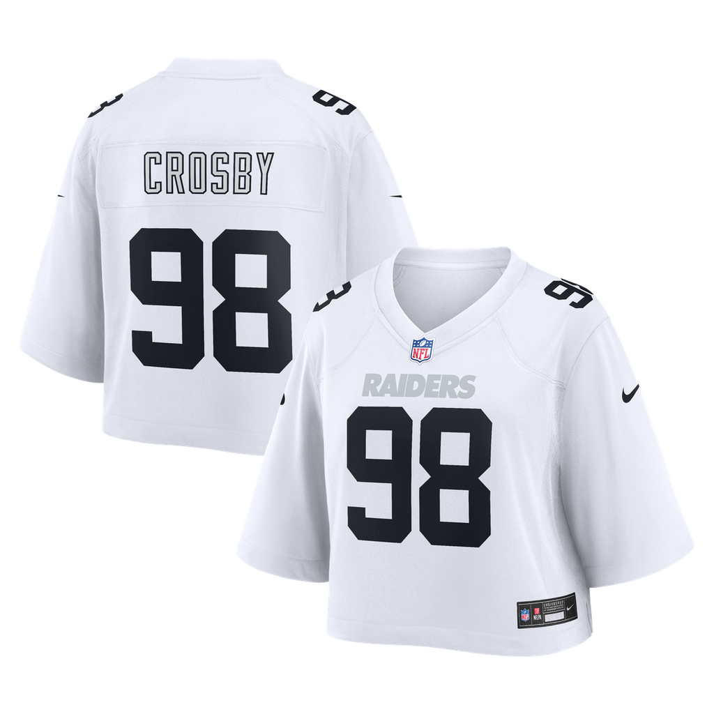 Maxx Crosby Las Vegas Raiders Women's Cropped Fashion Game Jersey - White