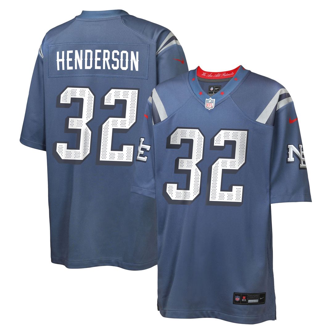 TreVeyon Henderson New England Patriots Youth Rivalries Collection Game Jersey - Blue