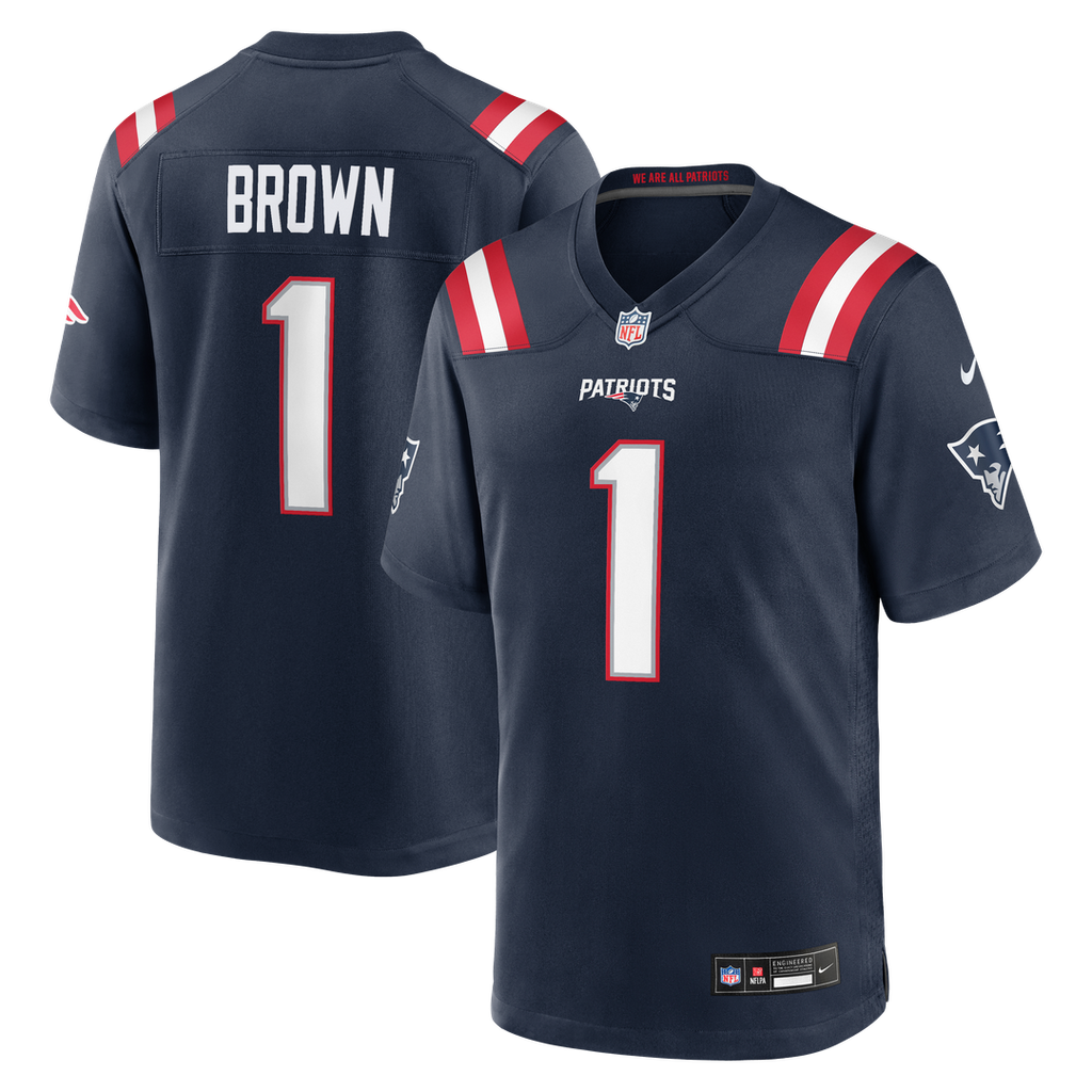 A.J. Brown New England Patriots Youth Team Game Jersey - Navy