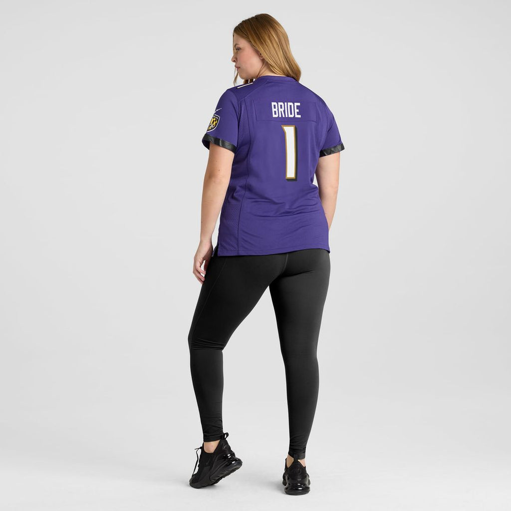 Number 1 Bride Baltimore Ravens Women's Game Jersey - Purple
