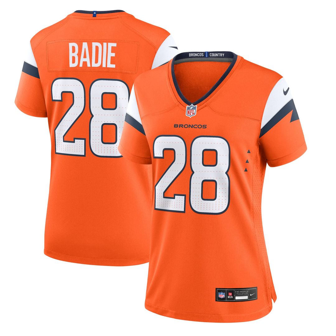 Tyler Badie Denver Broncos Women's Team Game Jersey - Orange
