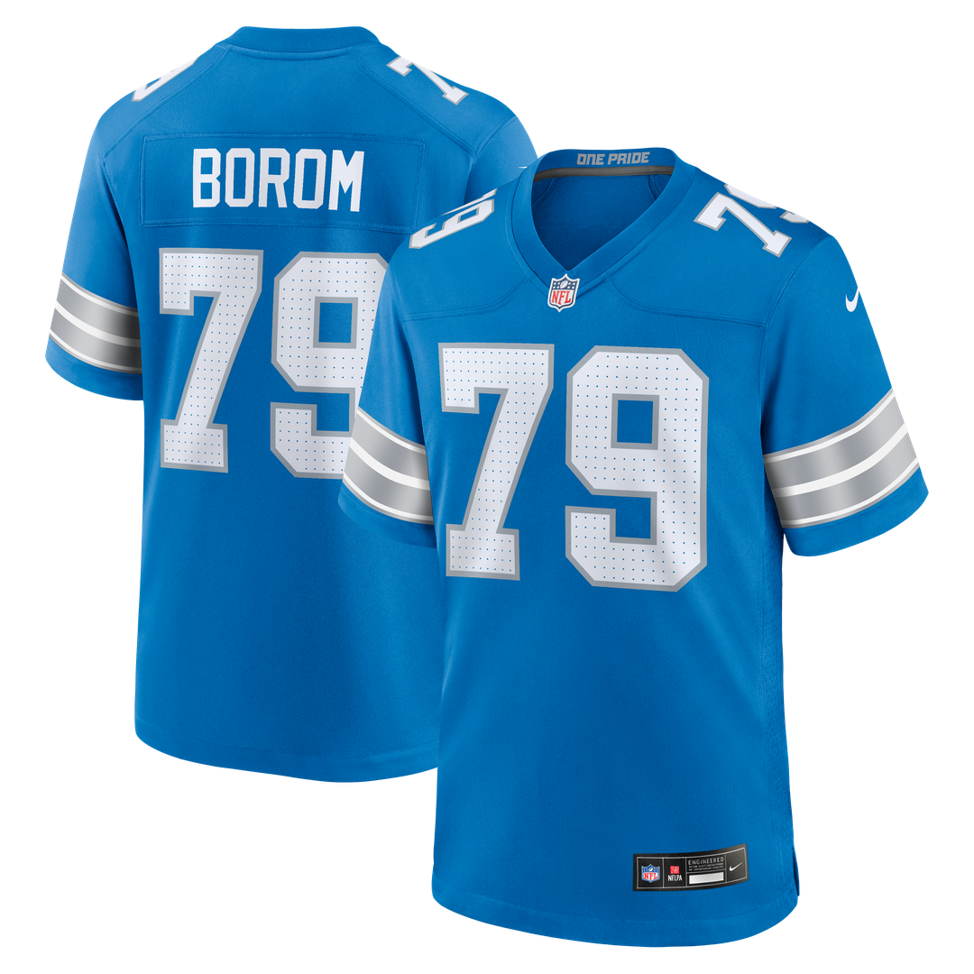 Larry Borom Detroit Lions Team Game Jersey - Blue