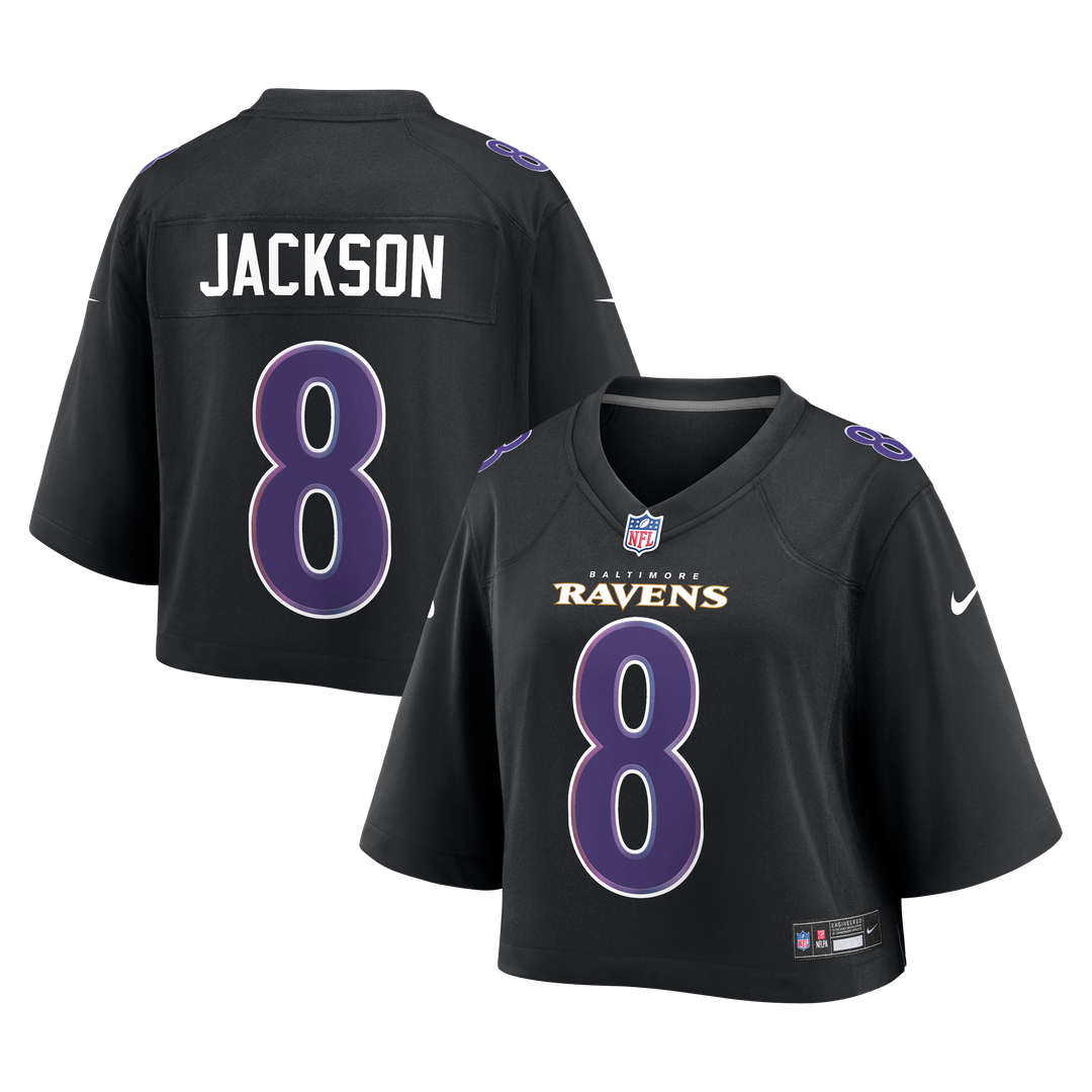 Lamar Jackson Baltimore Ravens Women's Cropped Fashion Game Jersey - Black
