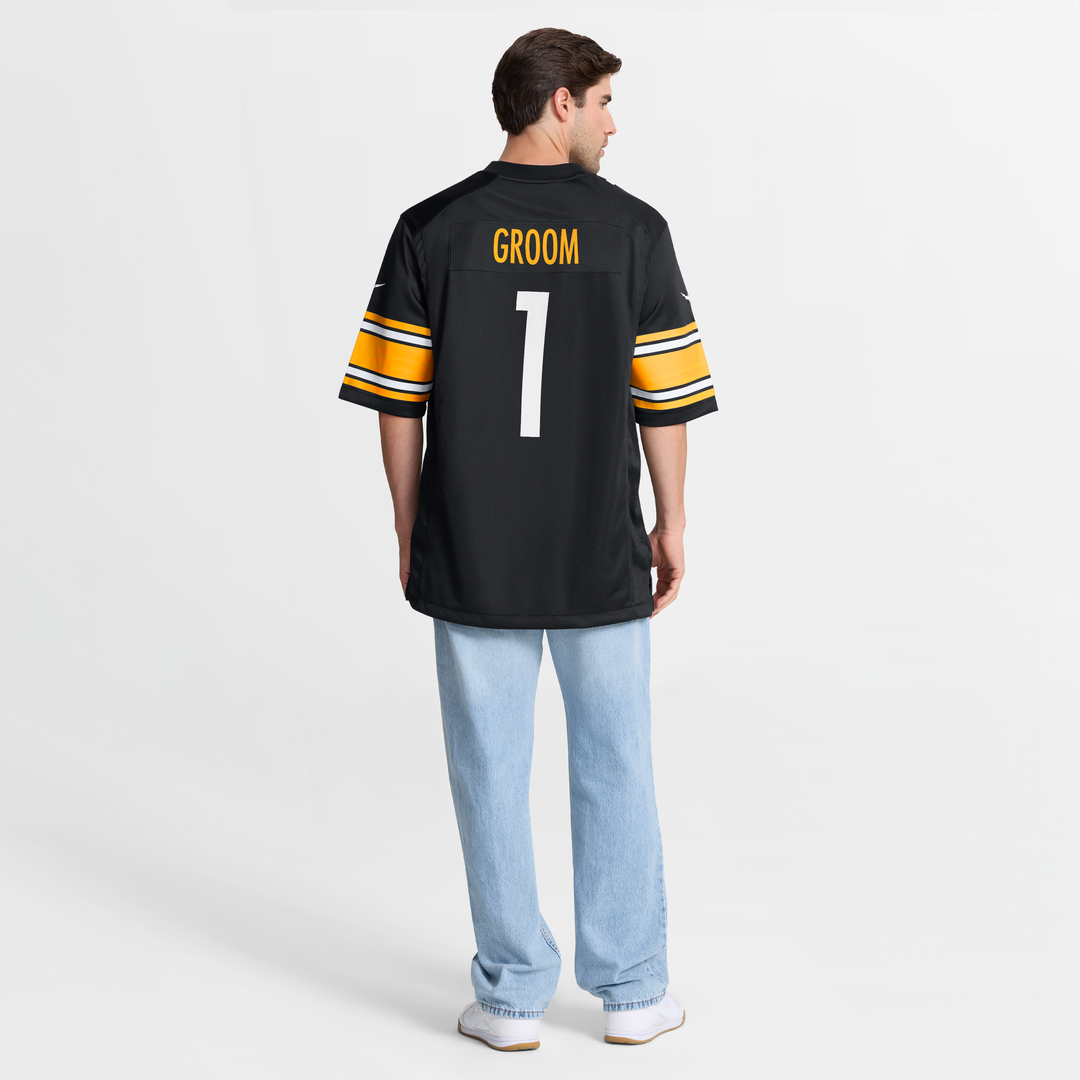 Number 1 Groom Pittsburgh Steelers Game Jersey - Black