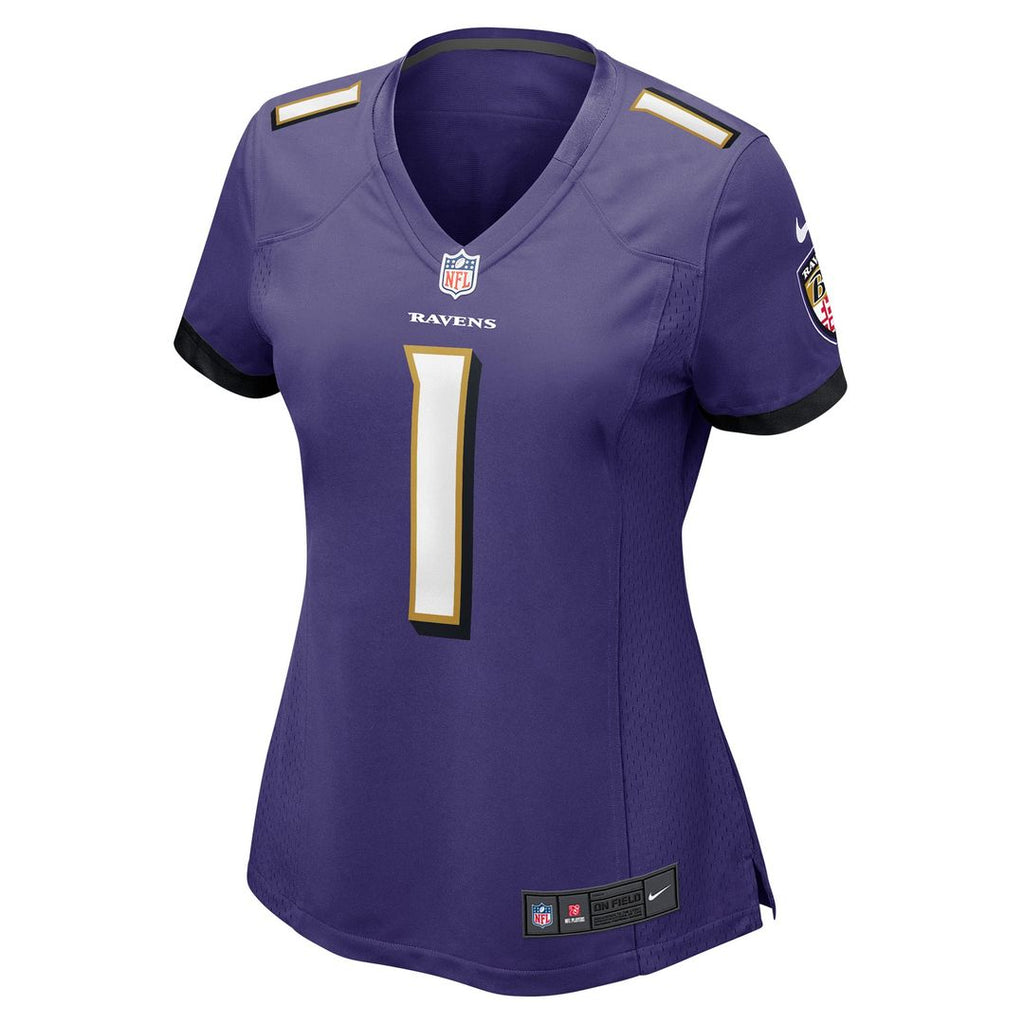 Number 1 Bride Baltimore Ravens Women's Game Jersey - Purple