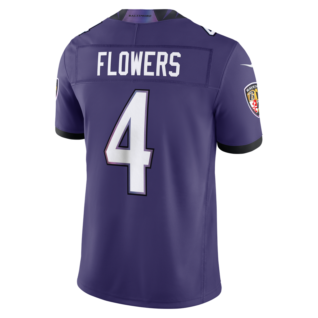 Zay Flowers Baltimore Ravens Team Vapor F.U.S.E. Stitched Limited Jersey - Purple