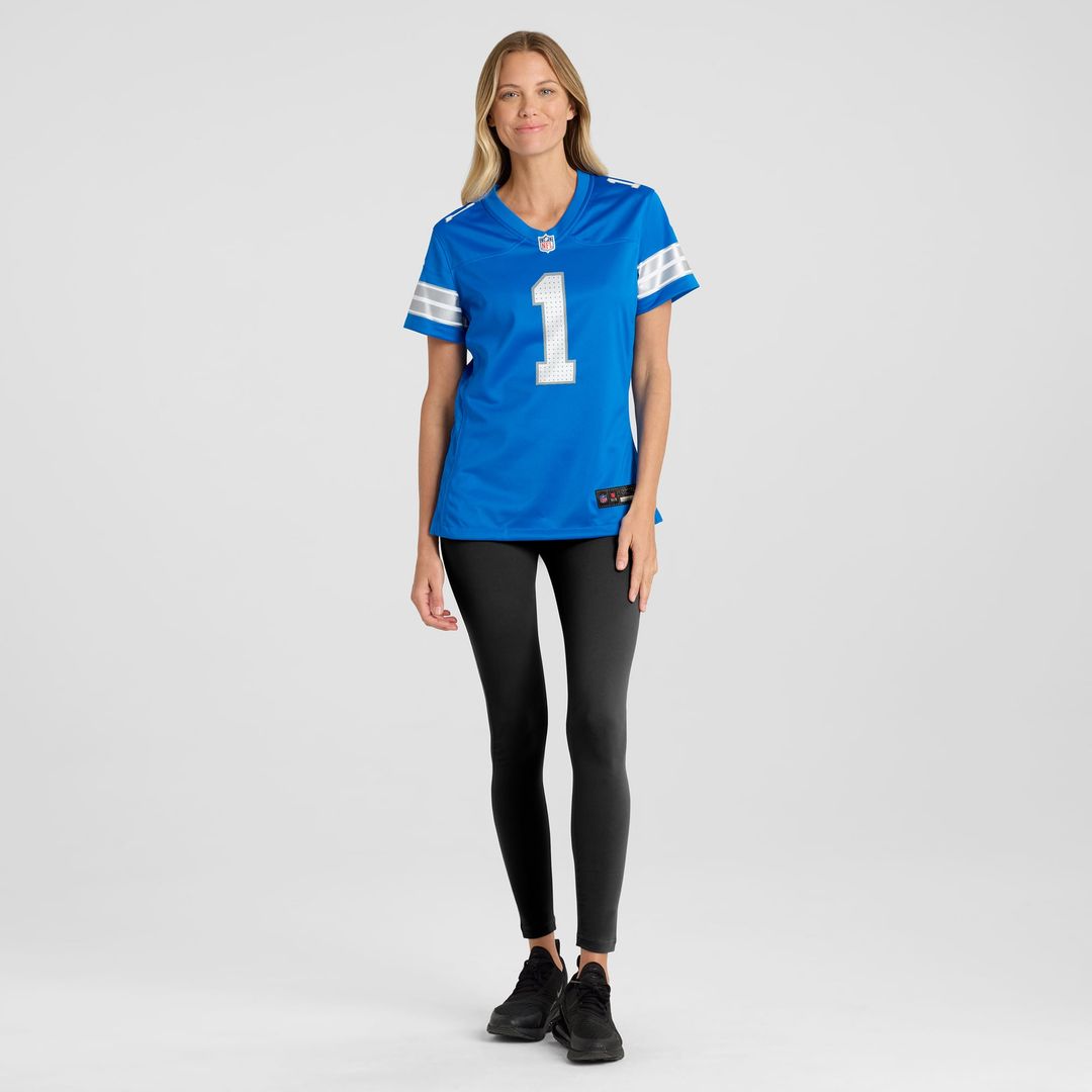 Number 1 Bride Detroit Lions Women's Game Jersey - Blue