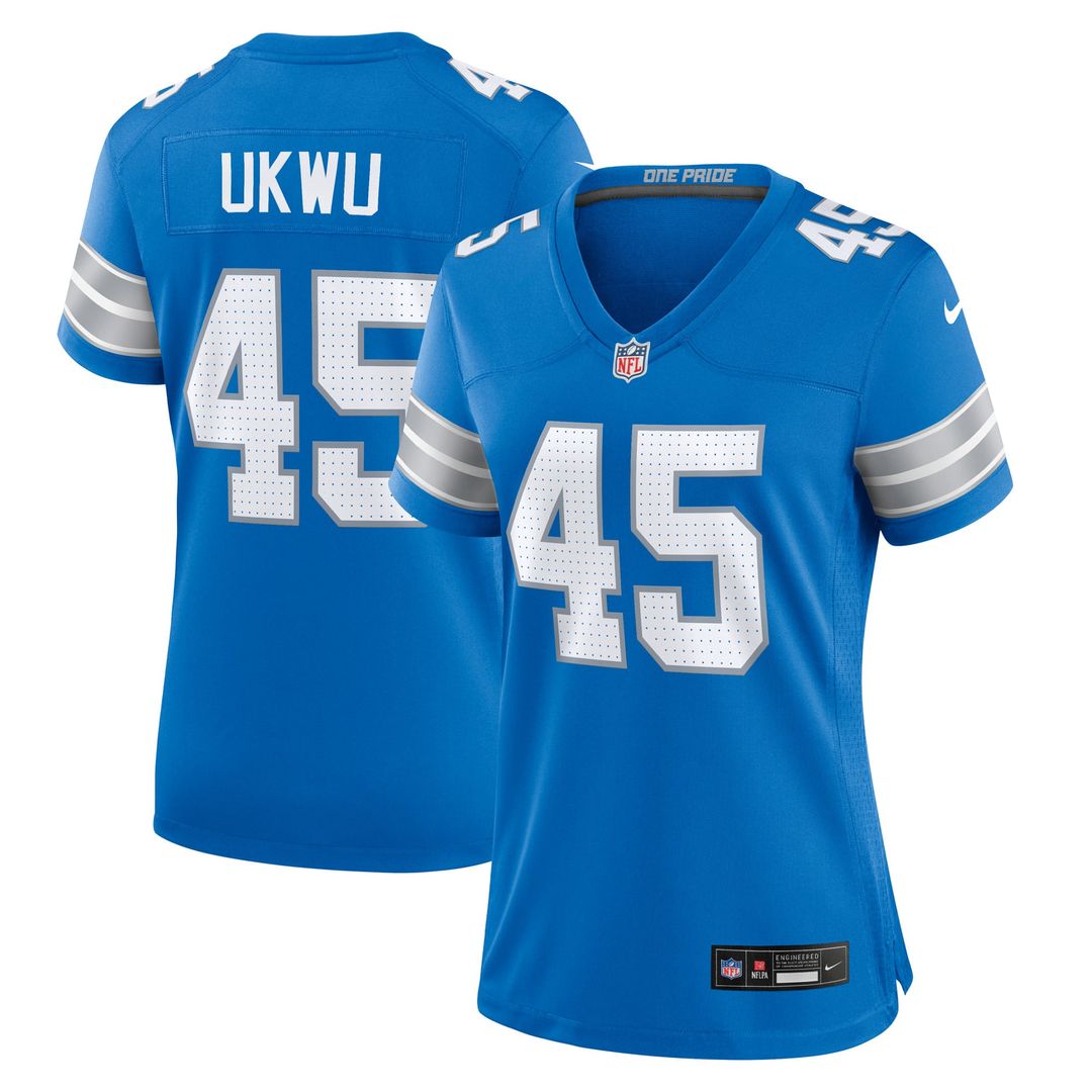 Isaac Ukwu Detroit Lions Women's Game Jersey - Blue