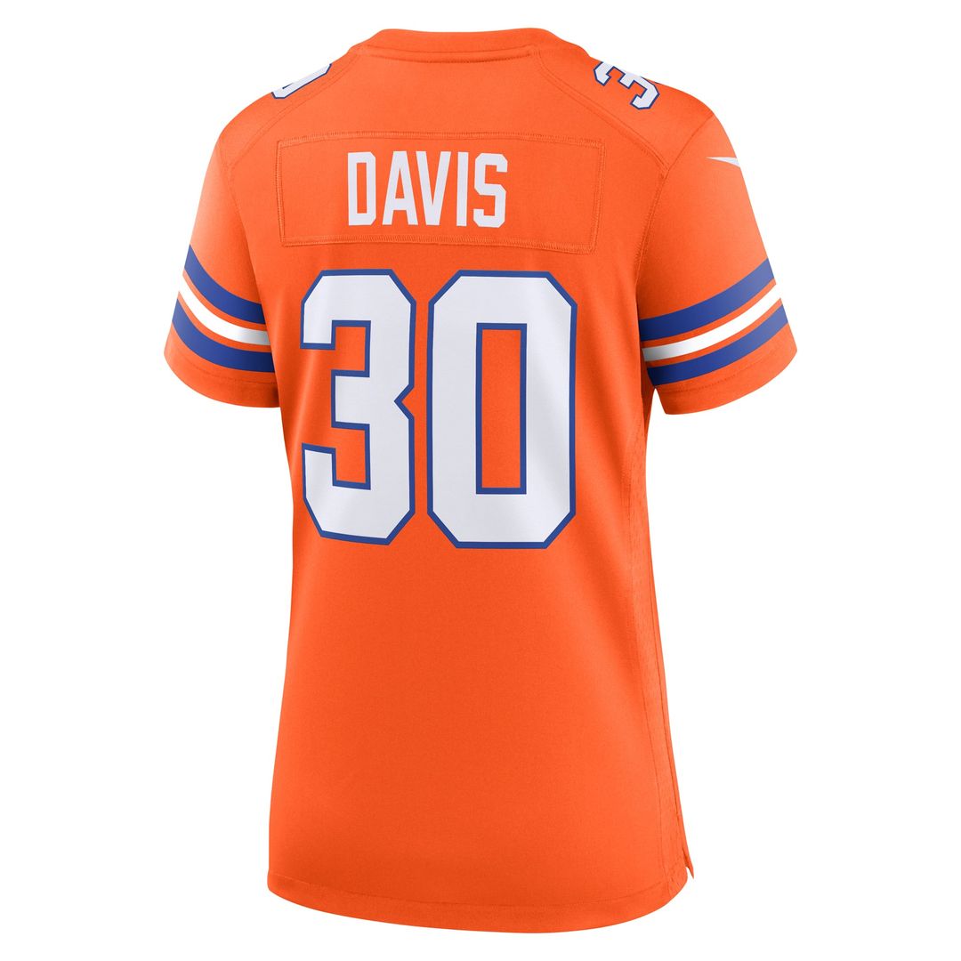 Terrell Davis Denver Broncos Women's Mile High Collection 1977 Throwback Retired Player Game Jersey - Orange