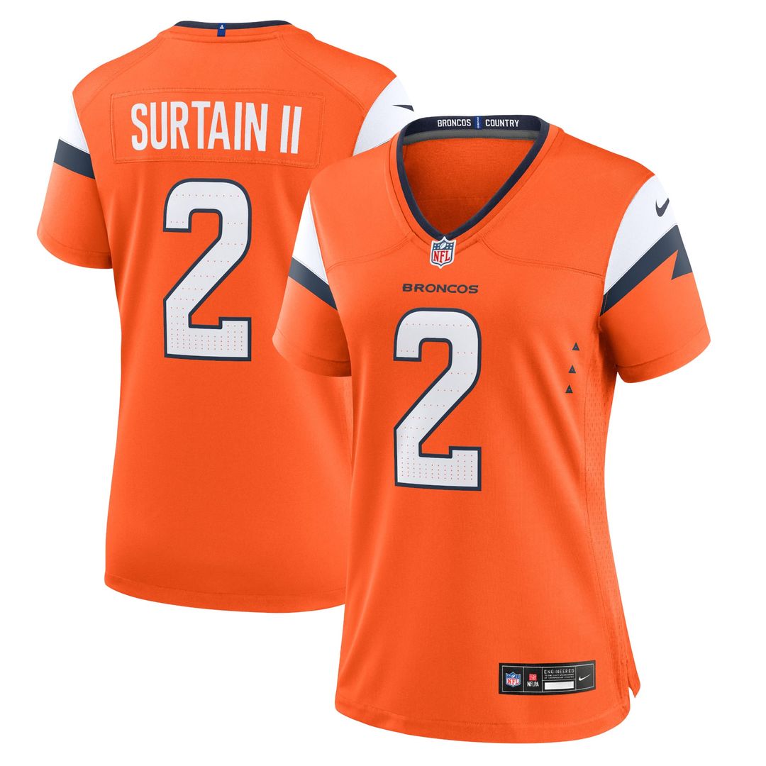 Patrick Surtain II Denver Broncos Women's Team Game Jersey - Orange