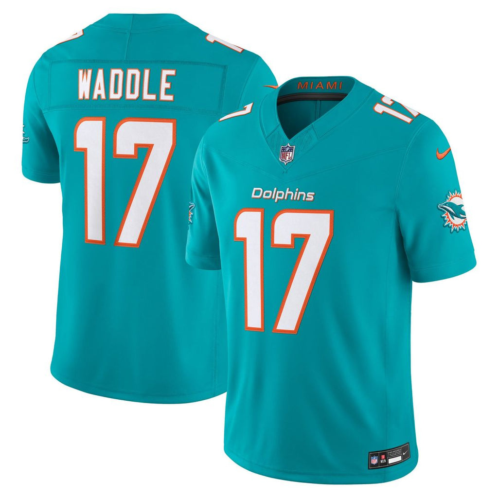 Jaylen Waddle Miami Dolphins Team Vapor F.U.S.E. Stitched Limited Jersey - Aqua