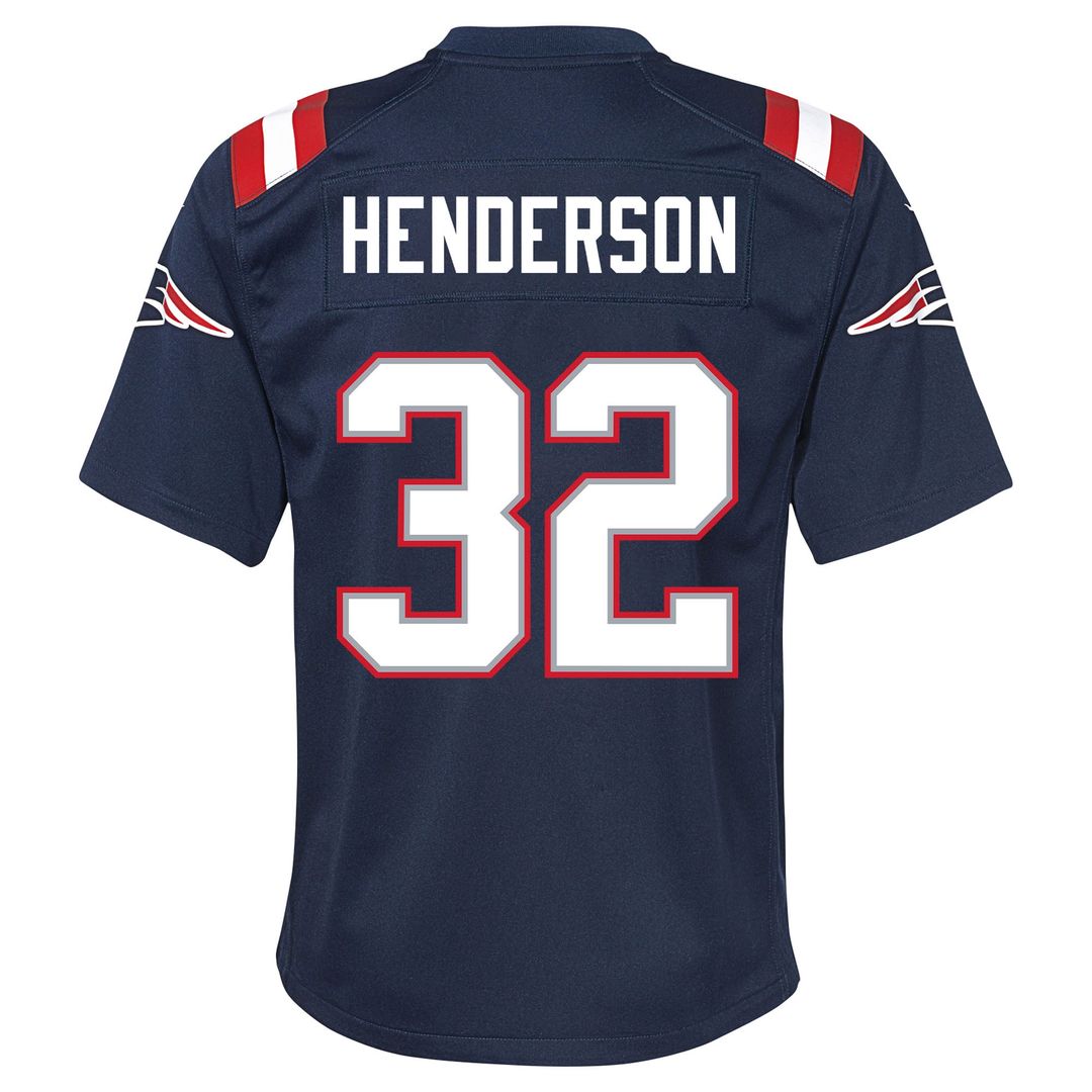 TreVeyon Henderson New England Patriots Youth Team Game Jersey - Navy
