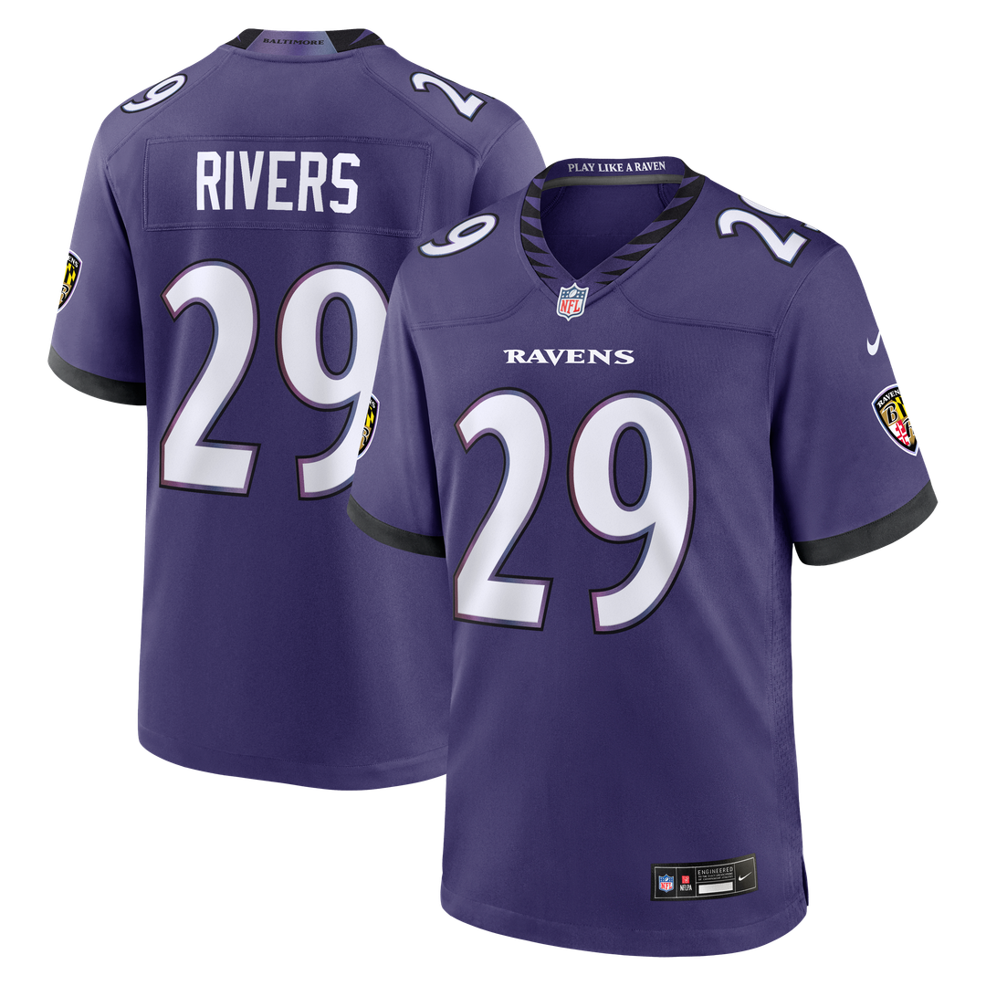 Chandler Rivers Baltimore Ravens Team Game Jersey - Purple
